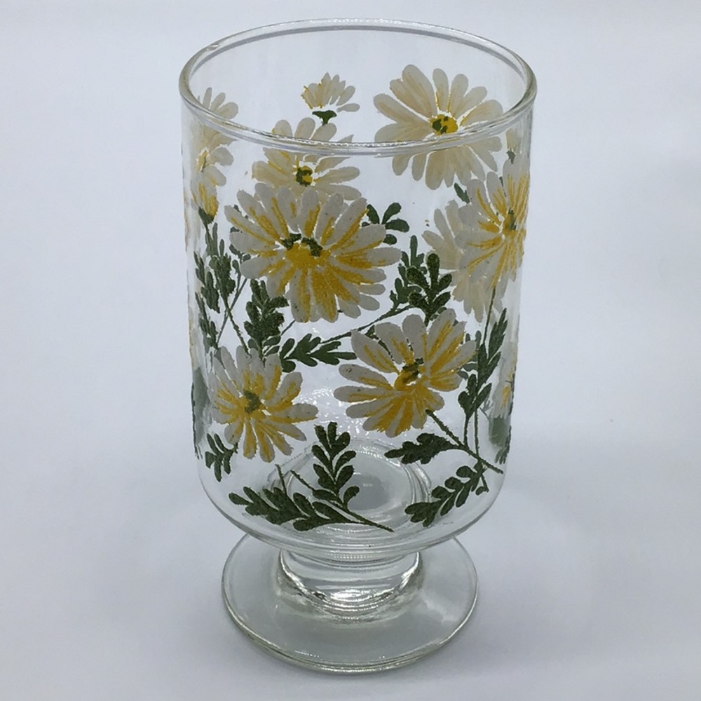 Rare Vintage Footed Libbey Daisy Glasses - Picture 3 of 8